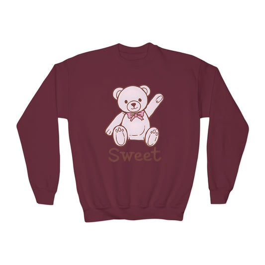 Youth Crewneck Sweatshirt with Cute Teddy Bear Design